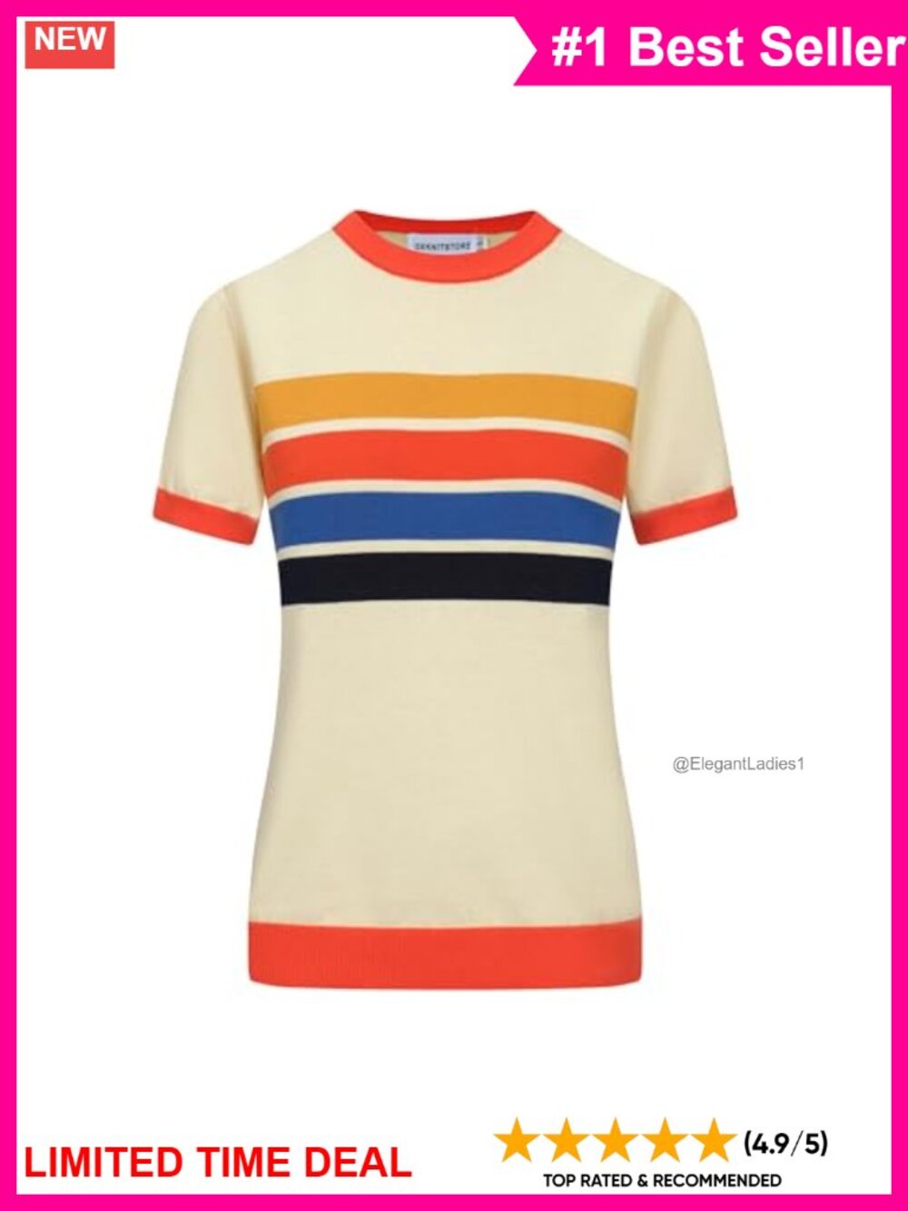 Women's Retro Knit Short Sleeve T-Shirt 100% Cotton Crew Neck Casual Top